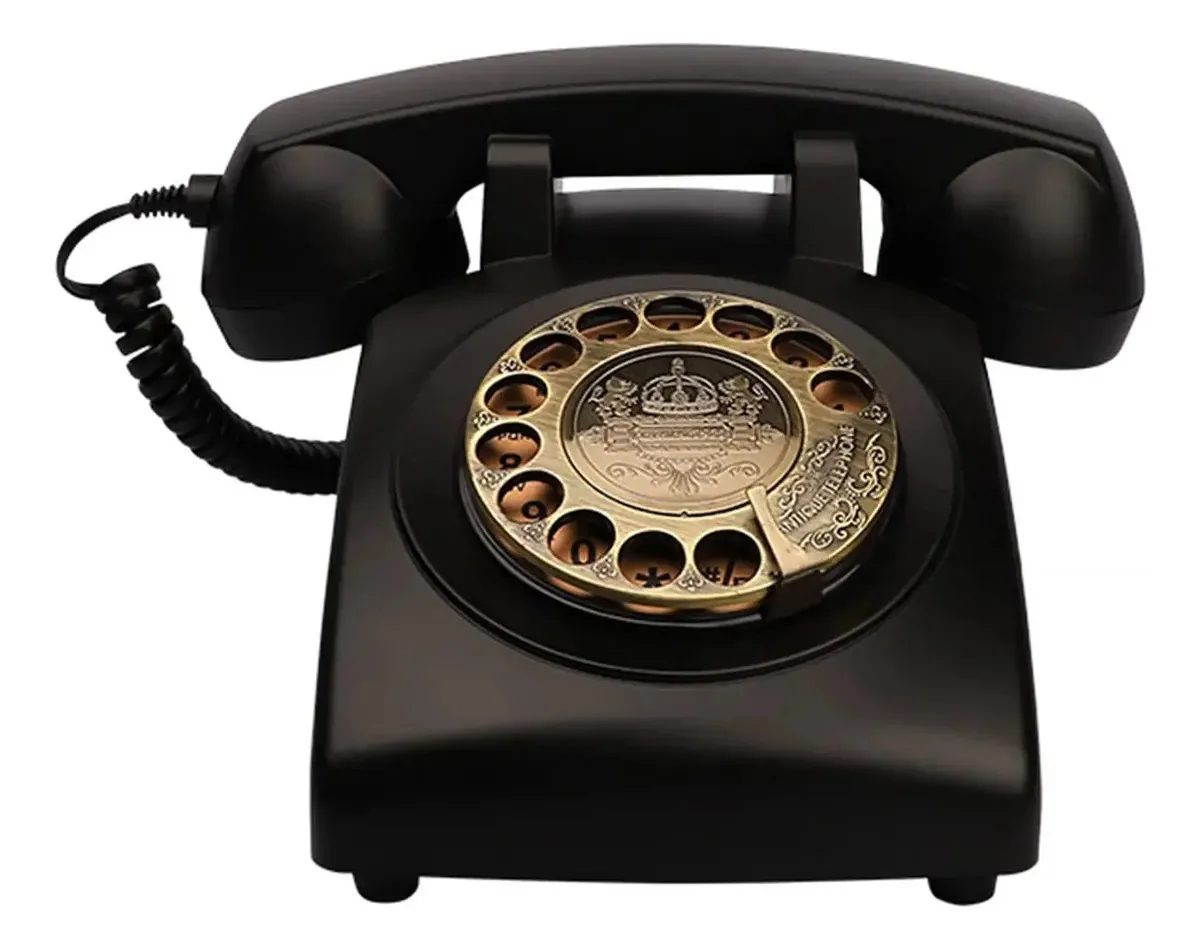 Telefone rotativo retrô Daeoibhjr - Telefone estilo vintage dos anos 1960 - Telefones fixos antigos para casa, escritório, mesa, telefone com fio antigo com campainha mecânica, preto