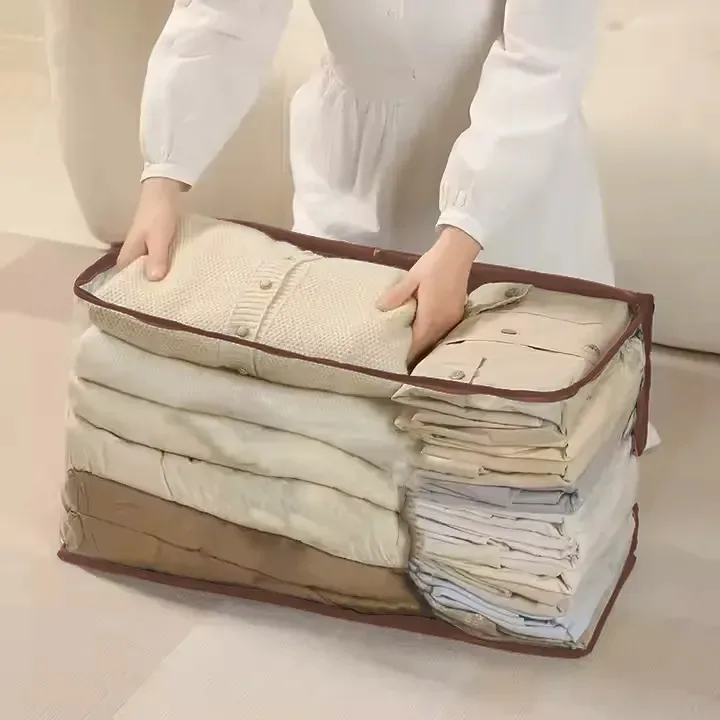 Capa de armazenamento e organização para casa e armário | Para roupas, toalhas, toalhas, lençóis de várias coisas | Dobrável e adaptável a vários espaços | Pvc e friselina | Cor cinza | Equipamento...