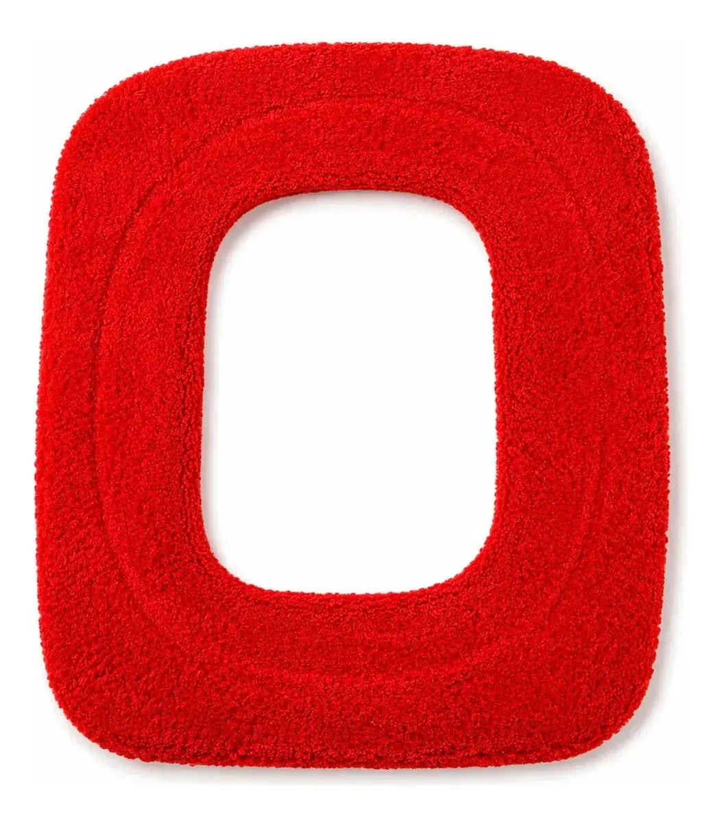 Capa Felpuda Assento Quadrado De Banheiro E Lavabo Elegante Vermelho