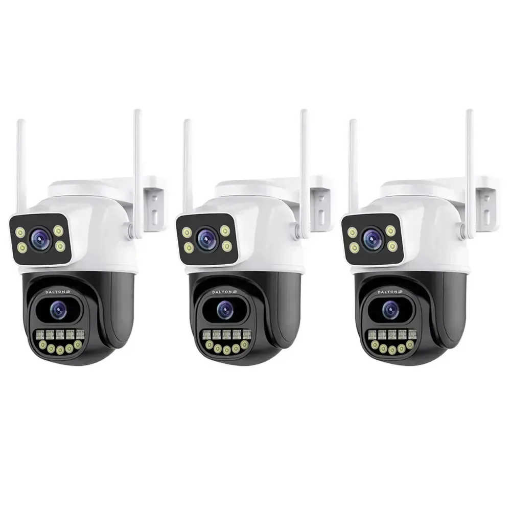 3 câmeras de segurança externas/internas duplas Dalton Leds 4k brancas e pretas DA-Cam07
