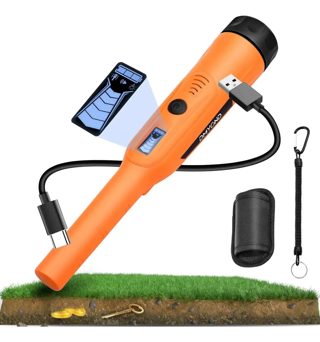 Detector de metais recarregável Pinpointer Diamond Orange