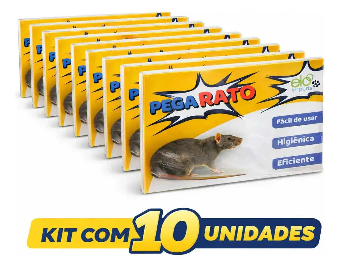 Kit 10 Ratoeira Adesiva Cola Pega Rato E Pragas