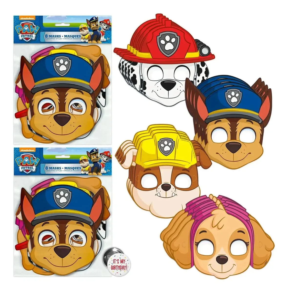 Máscaras de festa Paw Patrol — pacote com 16