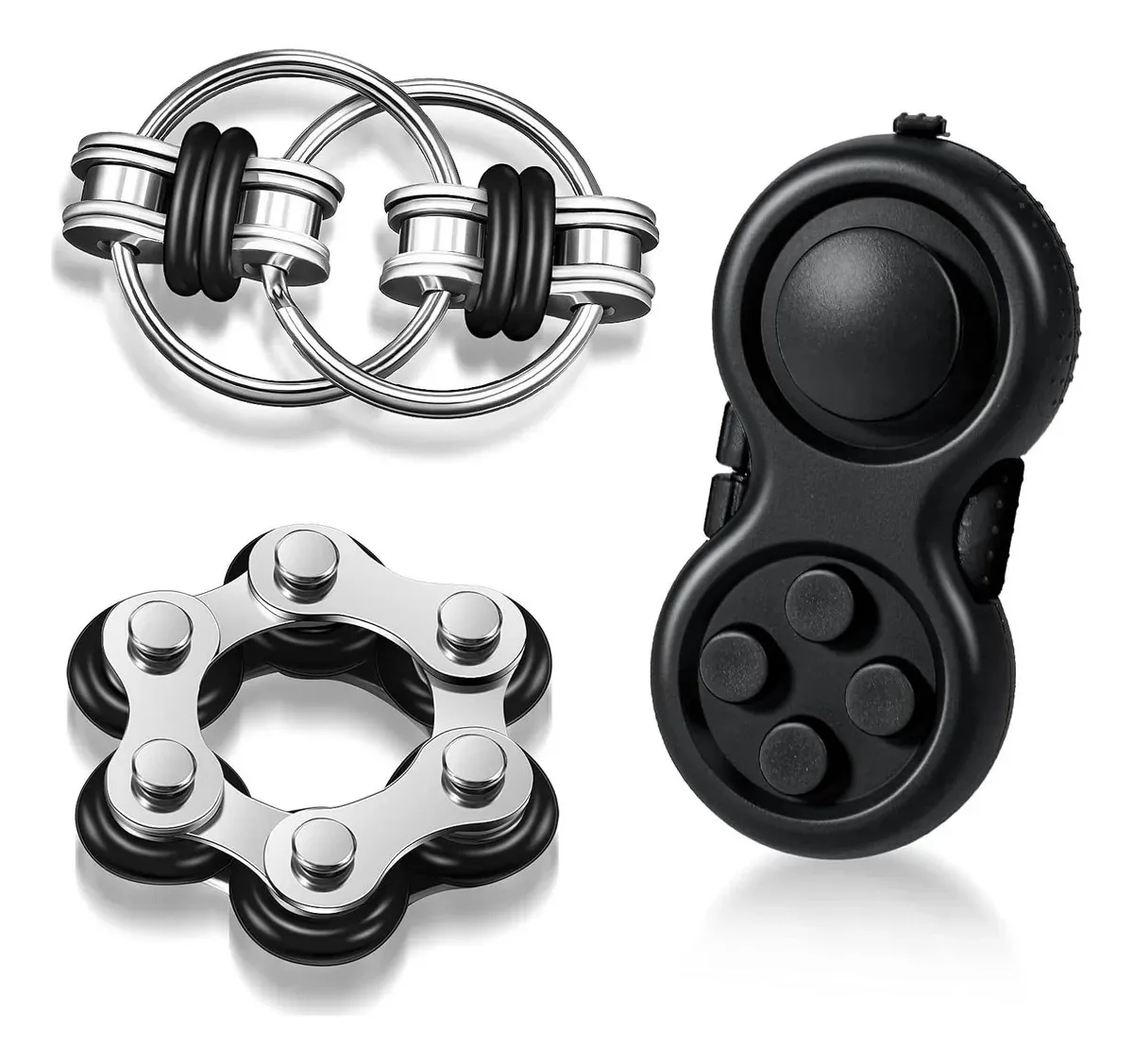 Conjunto de 3 brinquedos anti-stress Gejoy para adultos - preto e preto