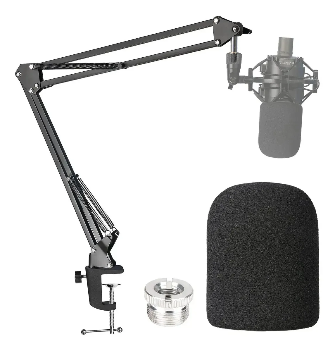 Braço de microfone Audio-Technica At2020 com filtro pop, suporte para microfone e filtro pop