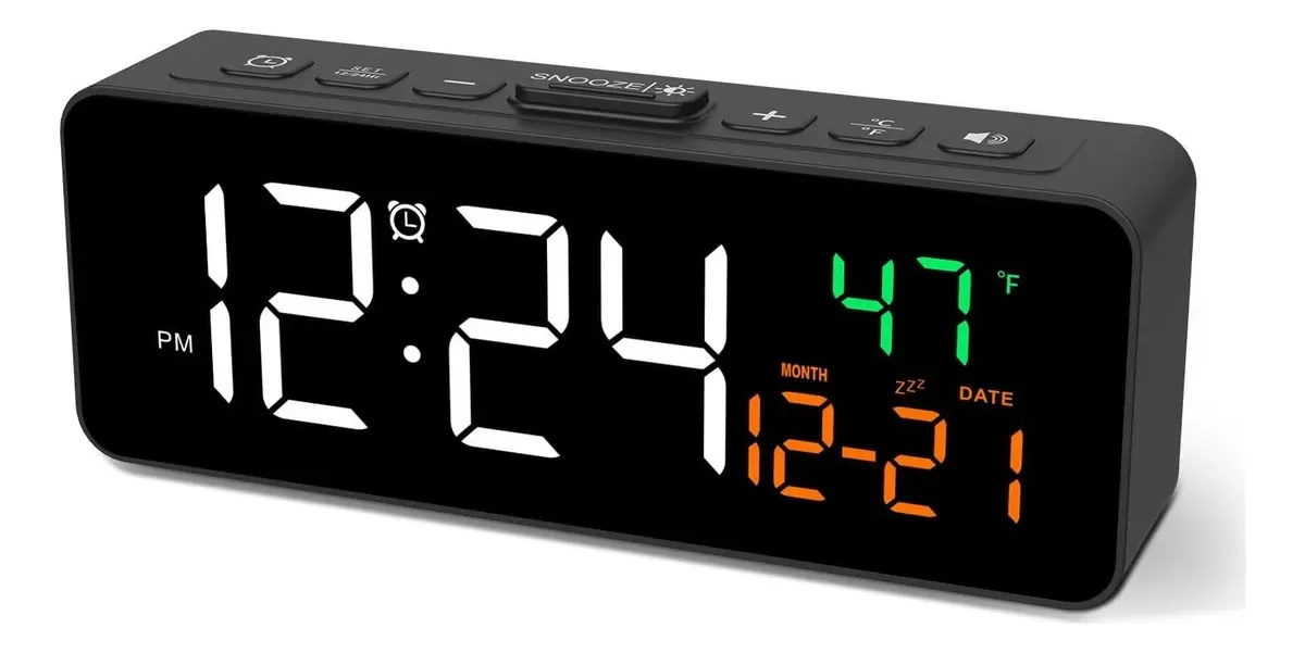 Despertador digital Netzu T338b com temperatura e preto