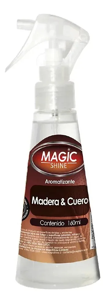 Purificador de ar Auto Spray 150ml de madeira e couro - Magic Shine, café, madeira e couro
