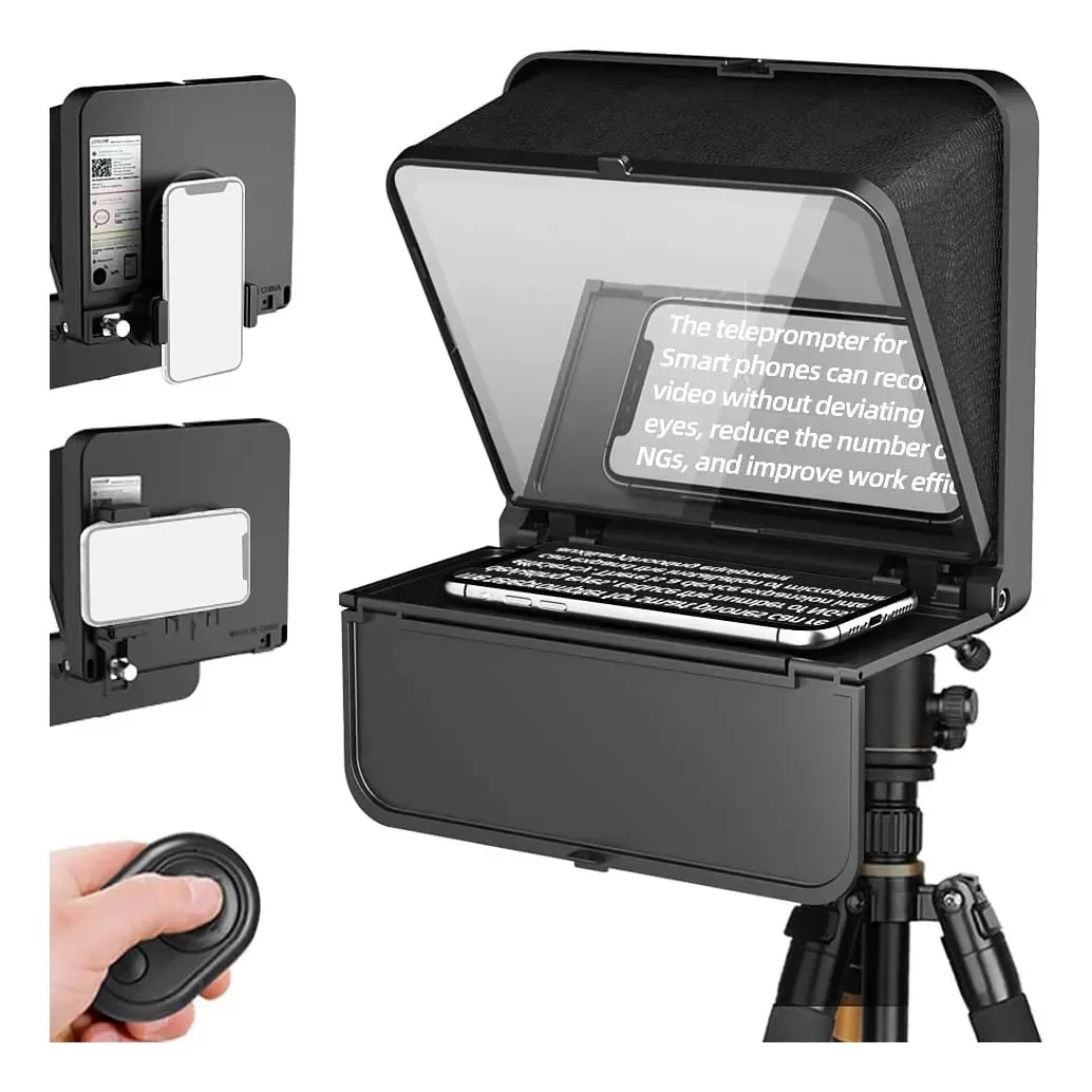 Teleprompter portátil dobrável com controle remoto para celular