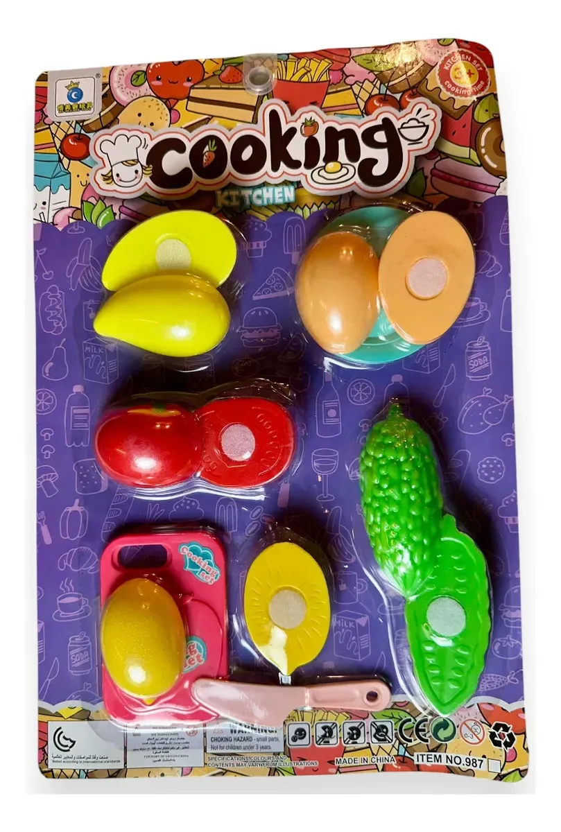 Conjunto de brinquedos de frutas e vegetais para cortar