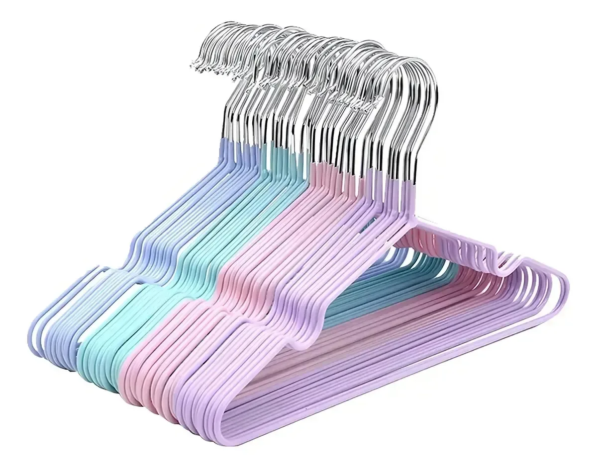 Pacote: 10 cabides antiderrapantes, cabides de metal emborrachado com resistência a PVC para calças e camisetas Mrv