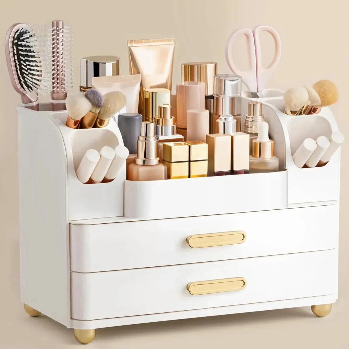Organizador de maquiagem branco grande