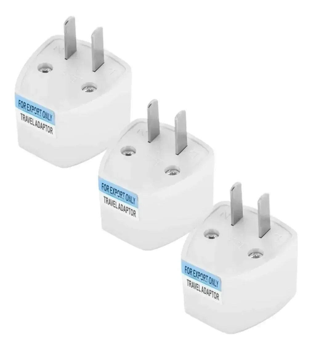 Conector de 3 adaptadores: entrada europeia, saída americana