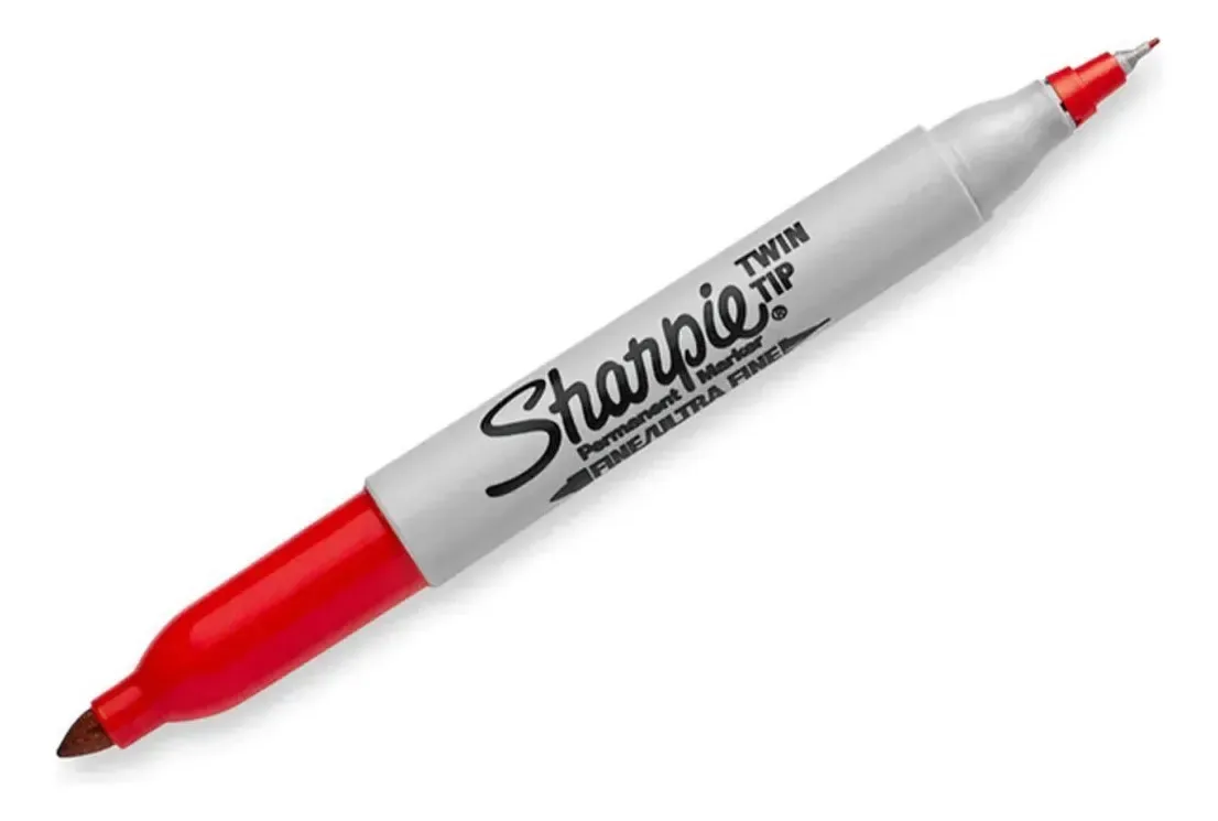 Marcador permanente Sharpie de duas pontas finas e ultrafinas vermelhas