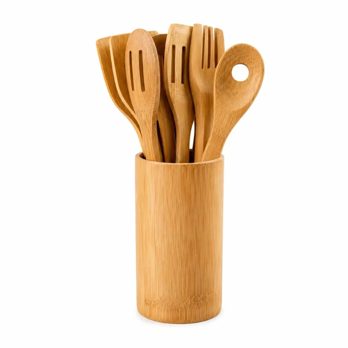 Conjunto de utensílios de cozinha de bambu, 7 peças, colheres ecológicas, espátulas, pinças, cozinha reutilizável, organização de acessórios domésticos, cozinha natural sustentável, cozinha...
