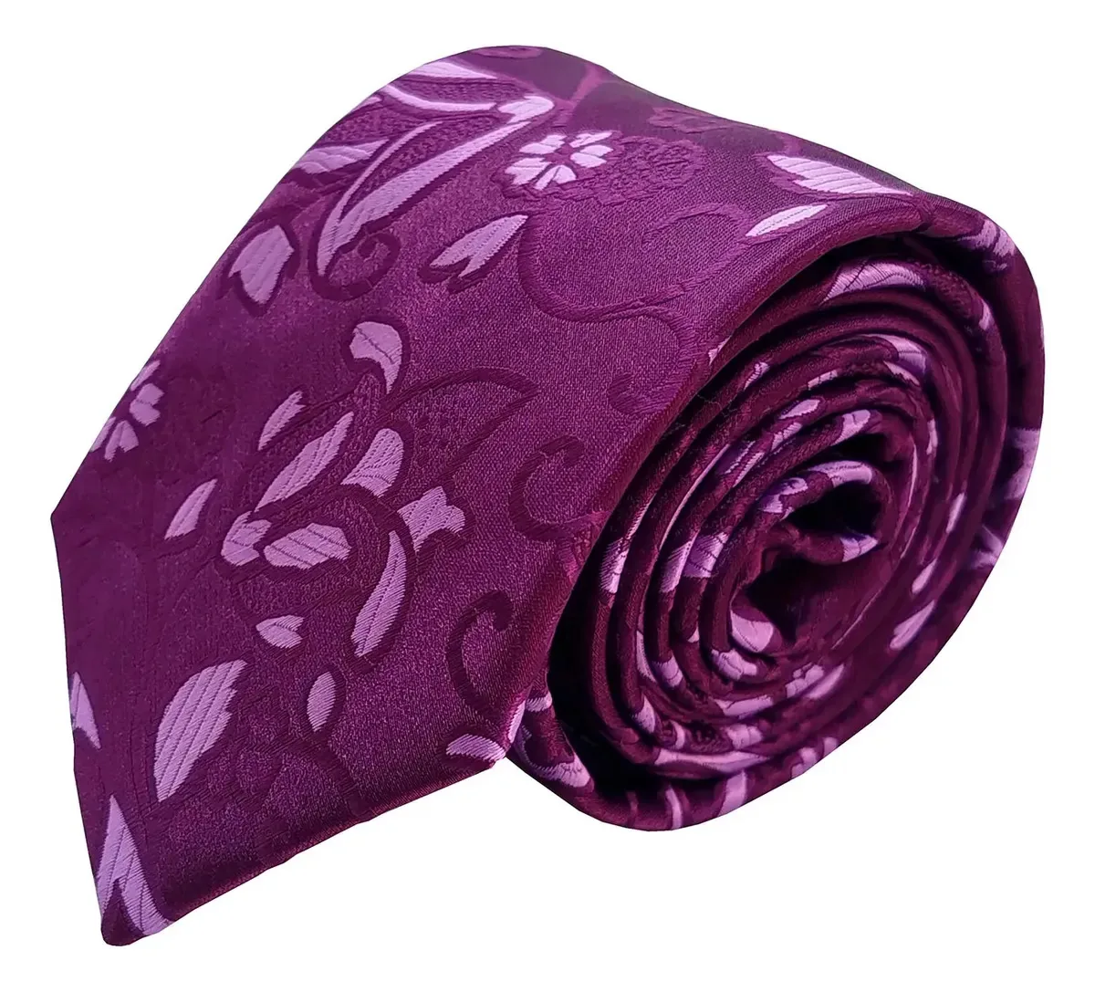 Gravata Semi Slim Roxo Trabalhado Roxo Bordados 150 Cm