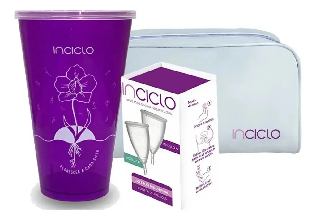 Kit Inciclo 2 Coletores Menstruais Ab + Copo + Necessaire