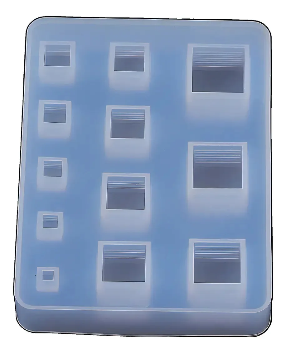 Moldes de moldes de silicone de resina epóxi, modelos de joias quadradas X12