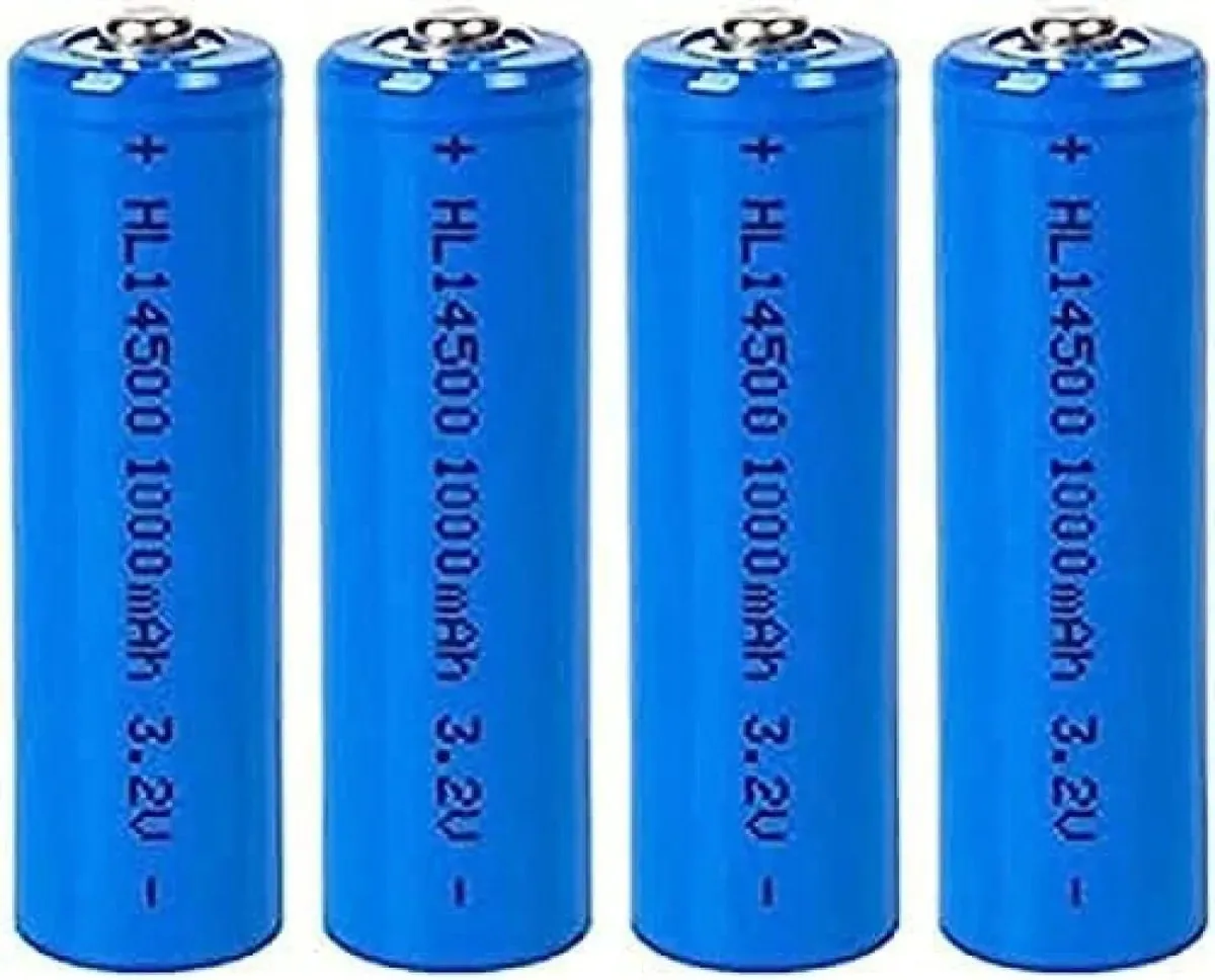 Baterias de luz solar Kiroja 3,2 V 14500 Lifepo4 1000 mAh tamanho Aa (3,2 V 1000 mAh) 4 peças