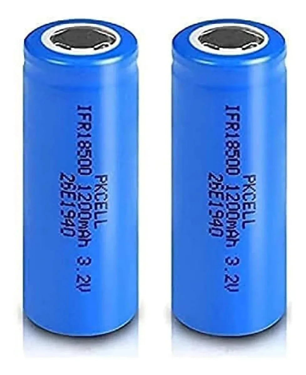 Baterias recarregáveis de fosfato Lifepo4 Kiroja Ifr18500 1200 mAh 3,2 v (pacote com 2)