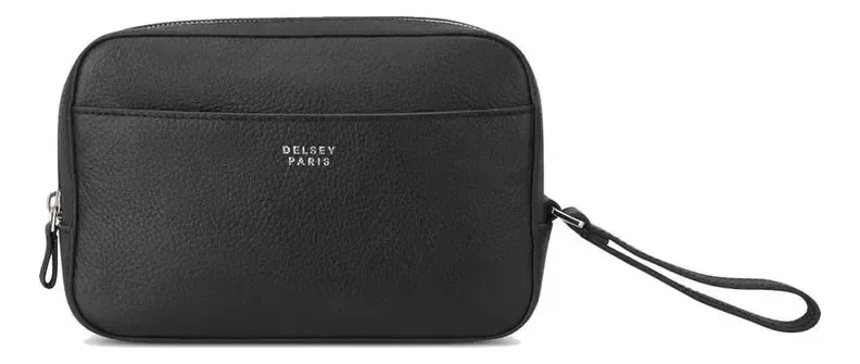Bolsa de higiene pessoal de couro de 24 cm Delsey Le Cuir Black Le Cuir Graine