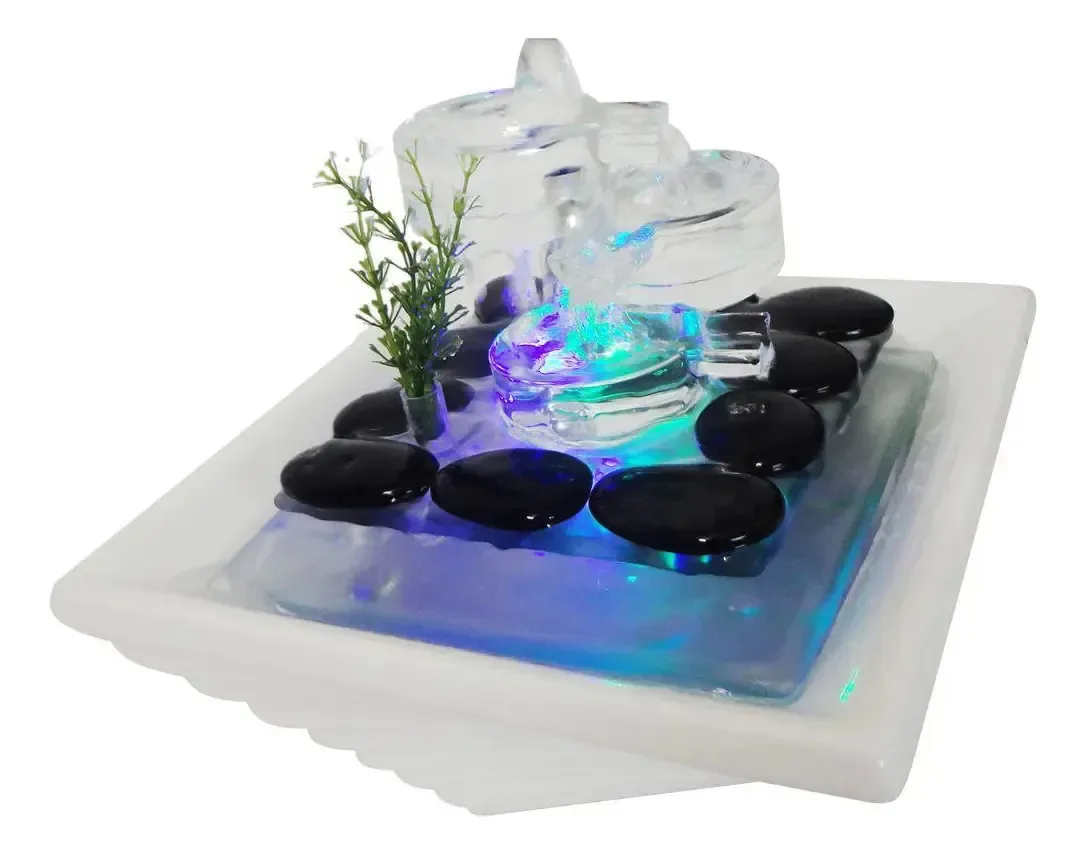 Fonte D Agua Led Porcelana Branca Planeta