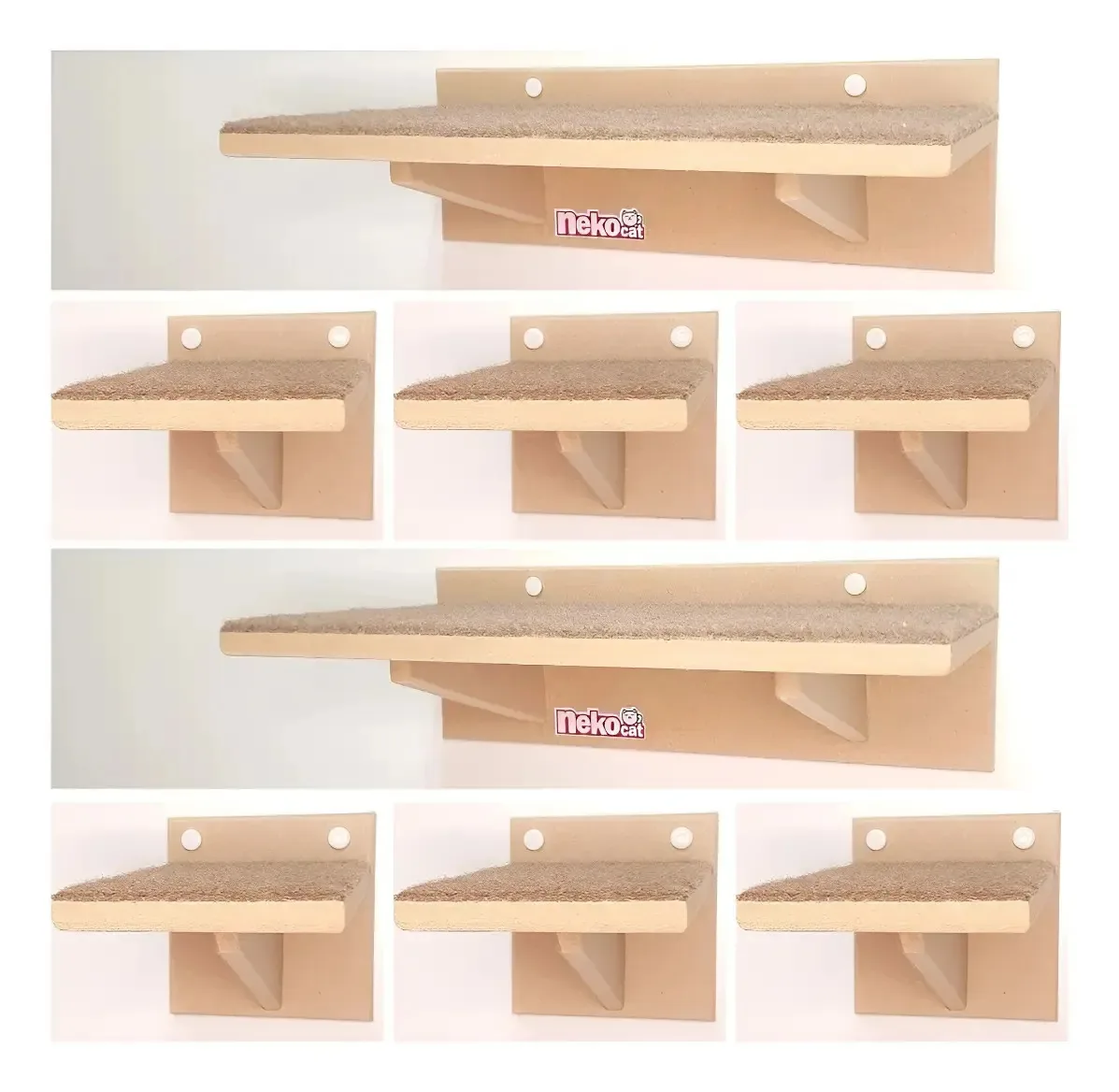 Playground Gatos Prateleiras E Degraus Mdf Nekocat Kit 08pcs Mdf Cru