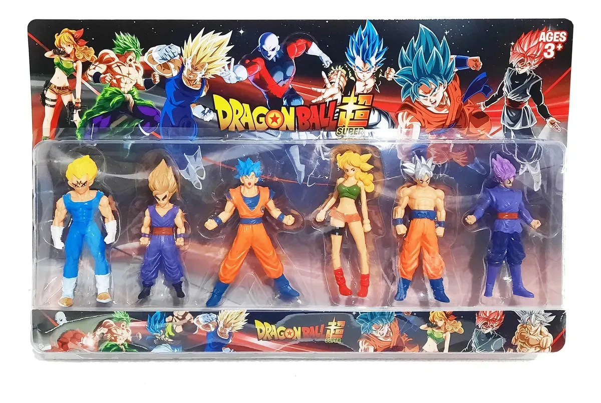 Conjunto de bonecos X6 Dragon Ball Z Goku Vegeta Gohan Lunch Blister
