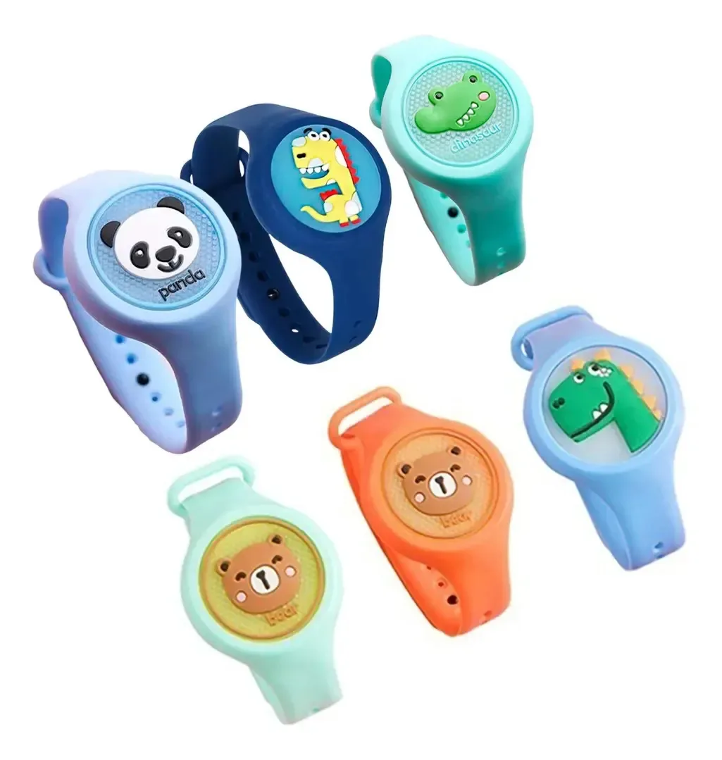 Pulseiras Led Relógio Com Proteção Citronela Anti Mosquito Menino