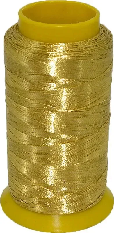 Fio de lurex dourado e prateado de 1000 metros para bordado à máquina amarelo