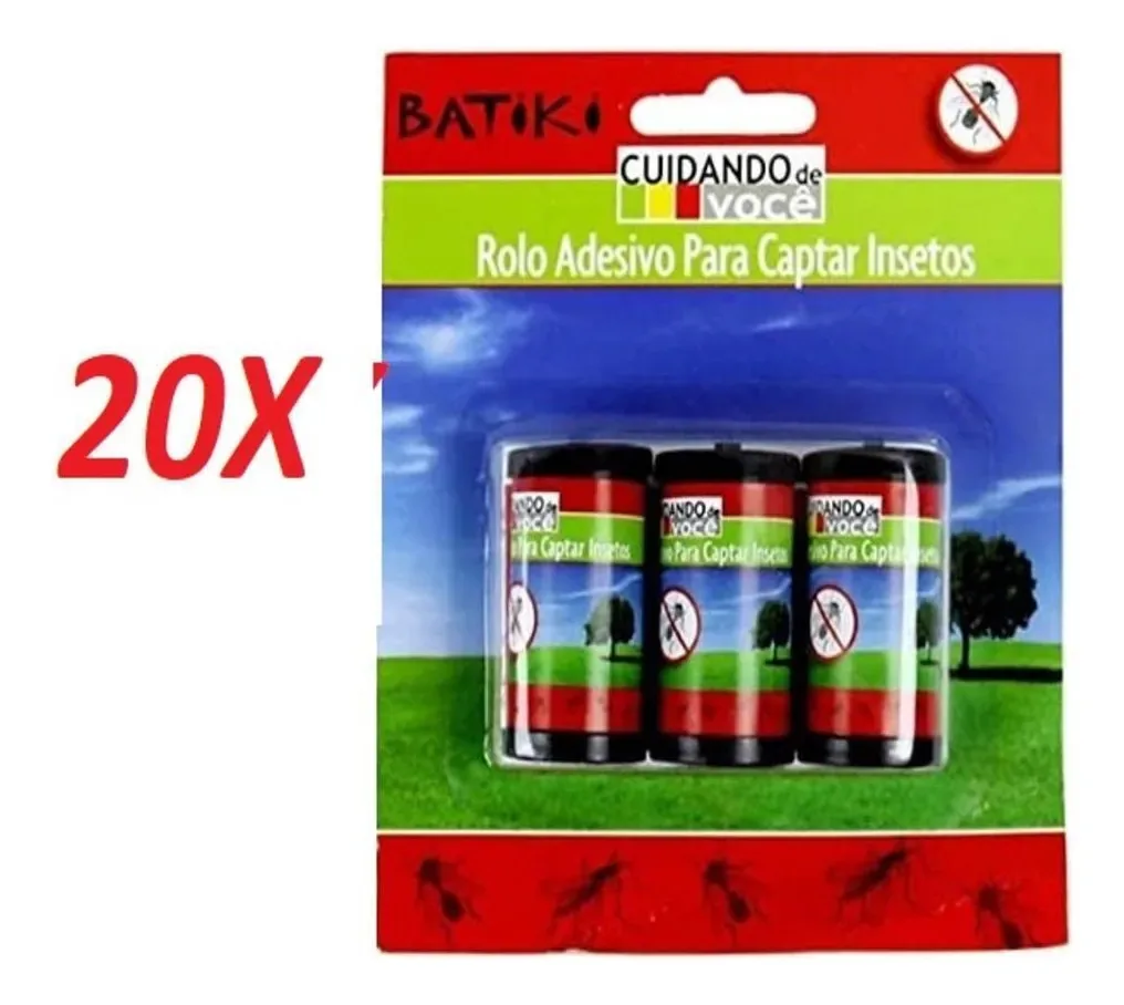 Kit 20 Cola Armadilha Adesiva Com 3 Rolos Capturar Insetos