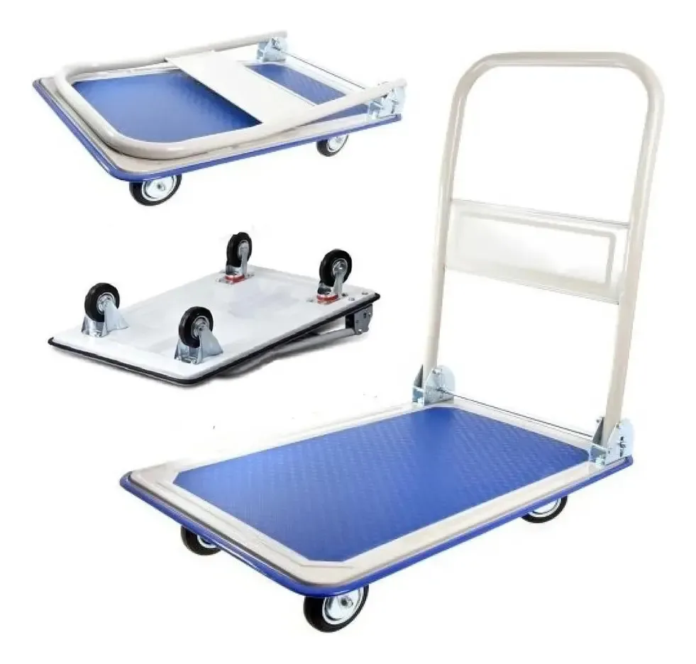 Carrinho 4 Rodas Carga Plataforma 150kg Dobravel Transporte