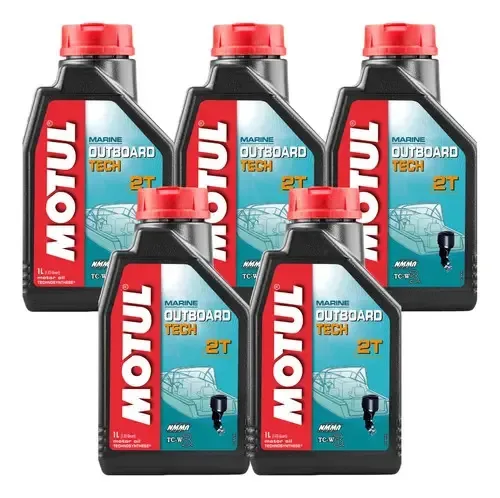 Kit com 5 Óleos de Motor Motul Outboard Tech 2T Náutico Semi-Sintético 5 L