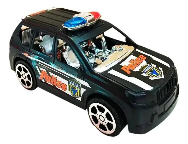 Carro Com Fricção Policia Brinquedo Infantil Preto