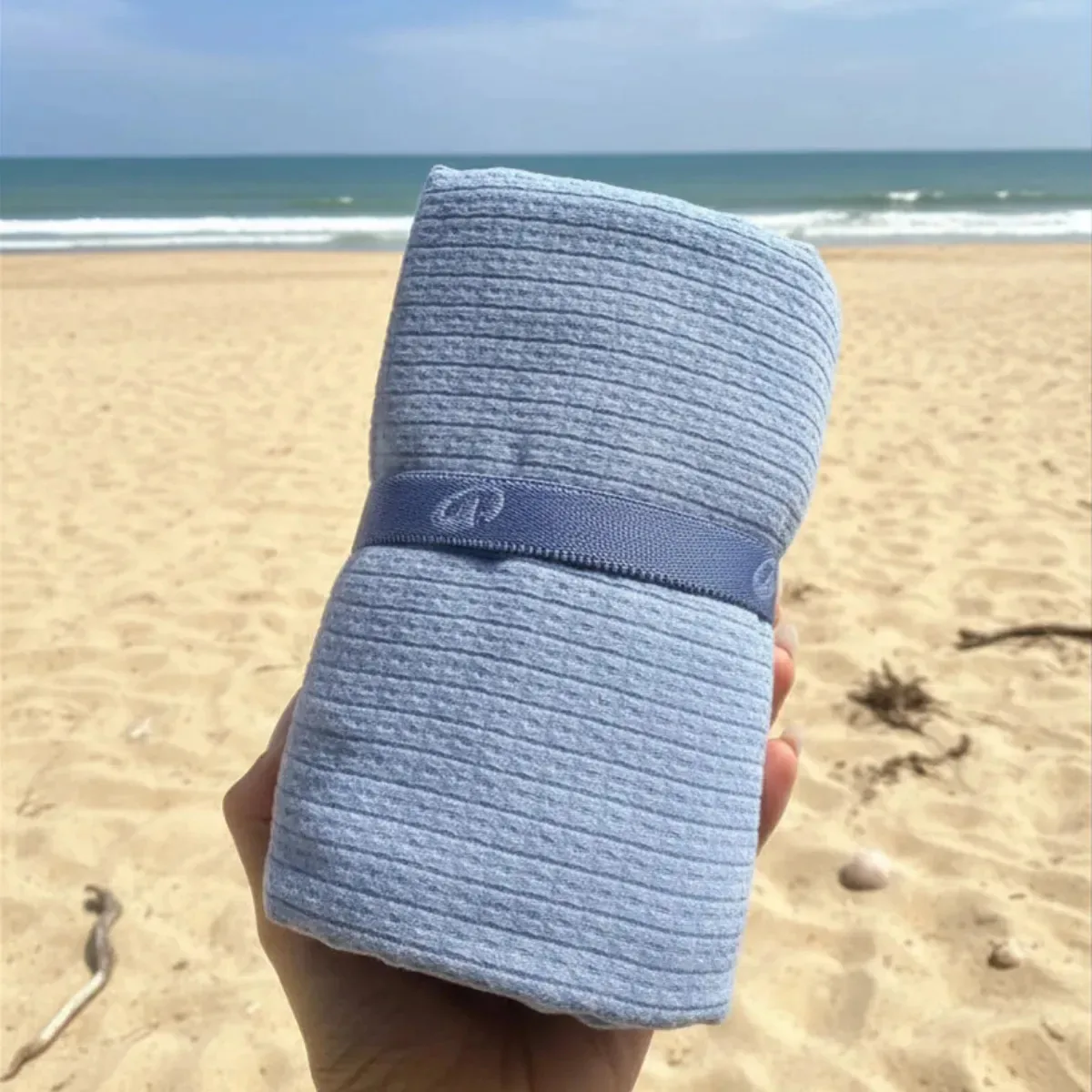 Toalha Secagem Rápida Microfibra Natação Piscina 80x130cm Cor Jeans Quadriculado