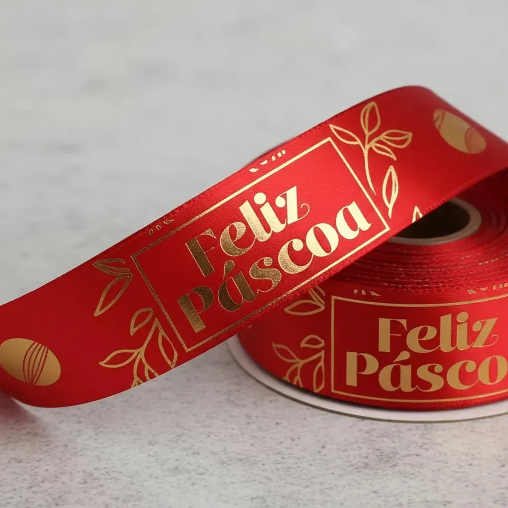 Fita de Cetim Páscoa Fitas Progresso Feliz Páscoa para Artesanato e Decoração