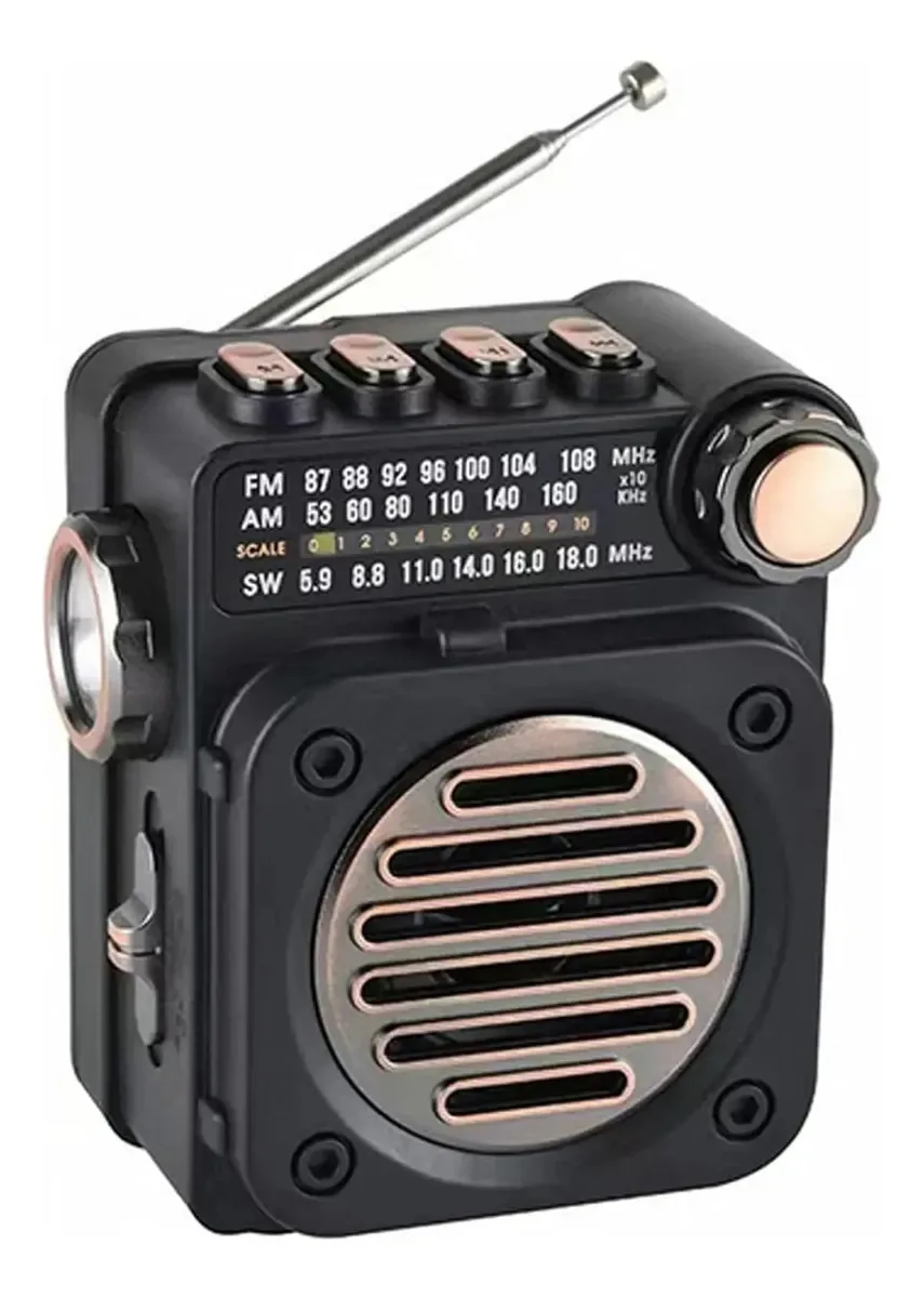 Rádio portátil analógico Qiebny desconhecido FM/AM/SW1, preto