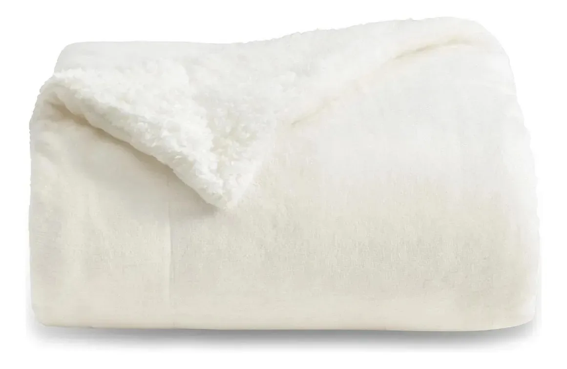 Cobertor de lã para sofá Sherpa branco leitoso