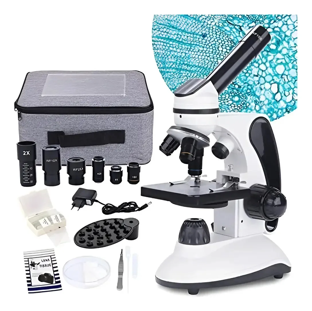 Microscópio monocular para estudantes adultos, ampliação de 4