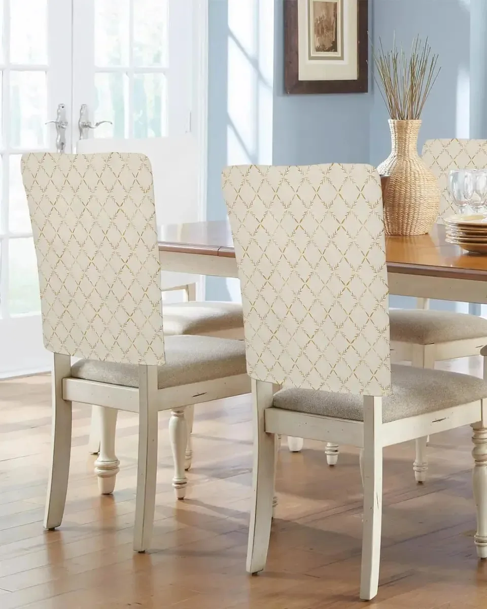 Capas para cadeiras de jantar quadradas Beige Diamond, pacote