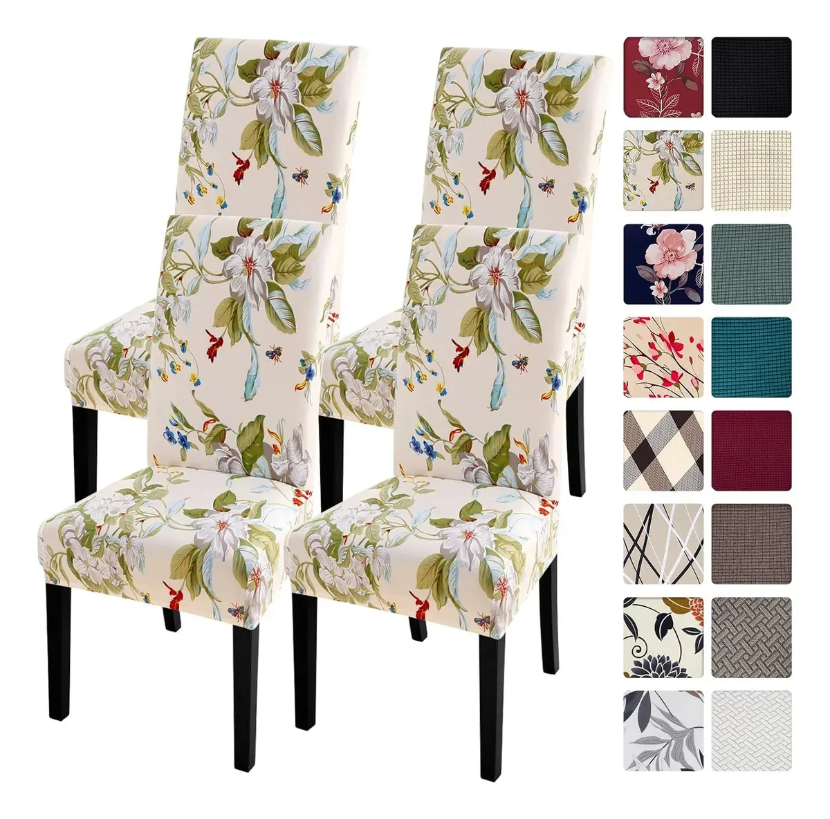 Conjunto de 4 capas para cadeiras de jantar, elastano, Super Aju