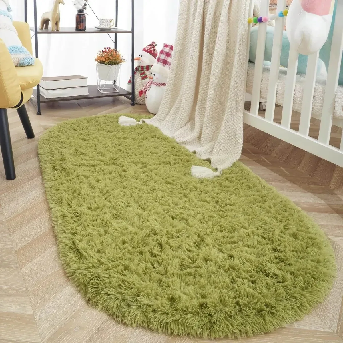 Tapete oval fofo moderno Tapete de pelúcia