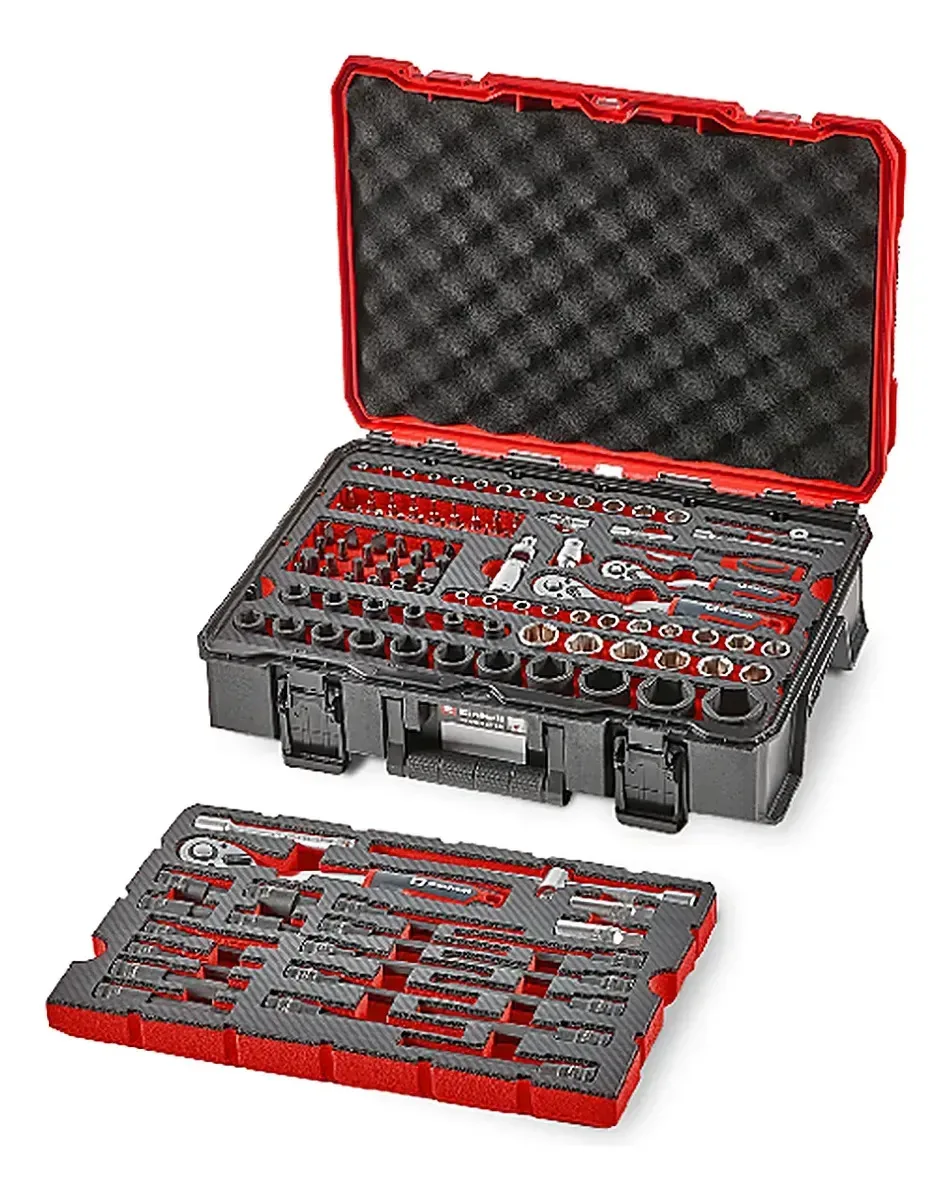 Caixa de conjunto de ferramentas E-case Einhell Red de 121 unidades