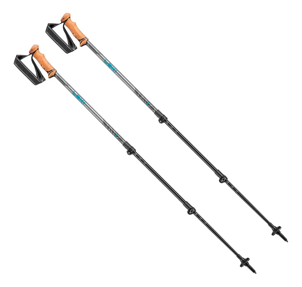 Bastões de trekking de alumínio ajustáveis Leki Legacy cinza turquesa 65220191