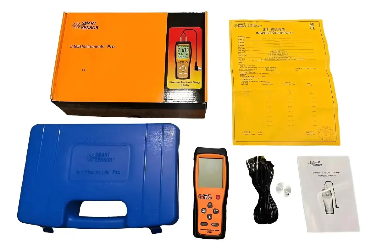 Medidor de espessura de metal ultrassônico amarelo com sensor inteligente As8