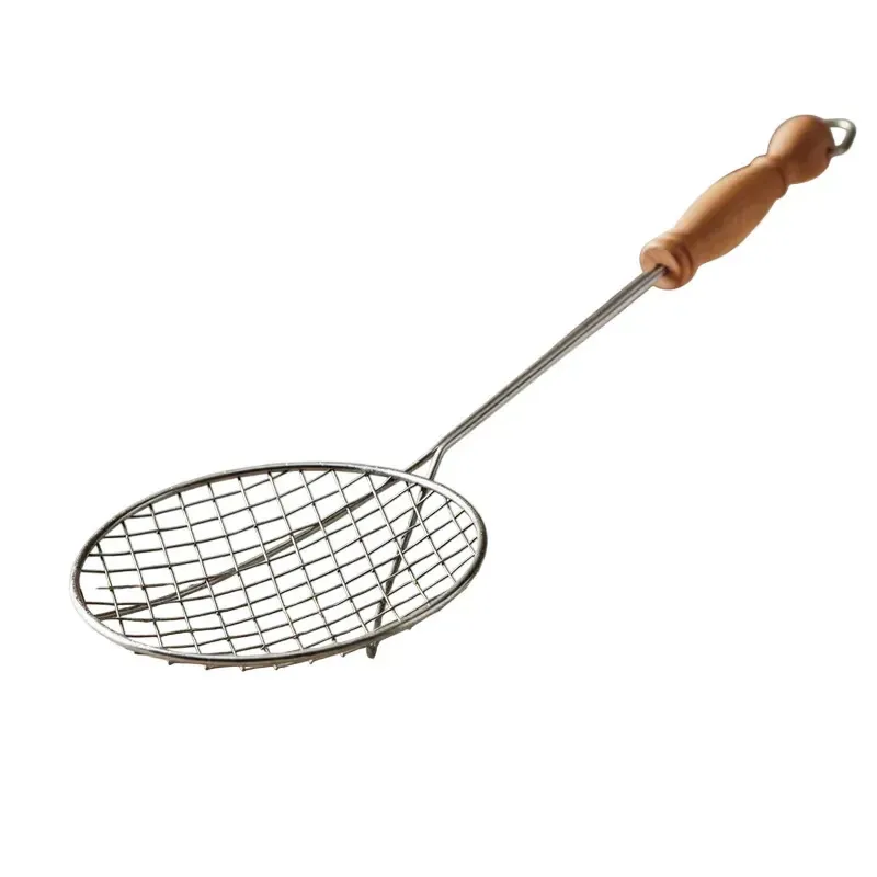 Escoador de cozinha gastronômico Cosmos, 44 x 13 cm, ferro, lacado, cabo de madeira, macarrão frito, gastronomia