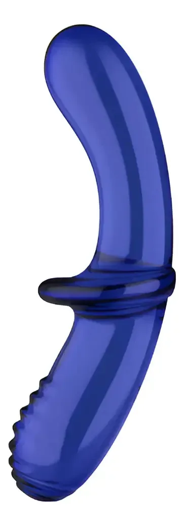 Vibrador de vidro sólido Satisfyer Double Crystal Blue com estimulador duplo de calor e frio