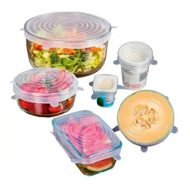 Kit 6 Tampas Silicone Panelas E Potes Elástica Reutilizável