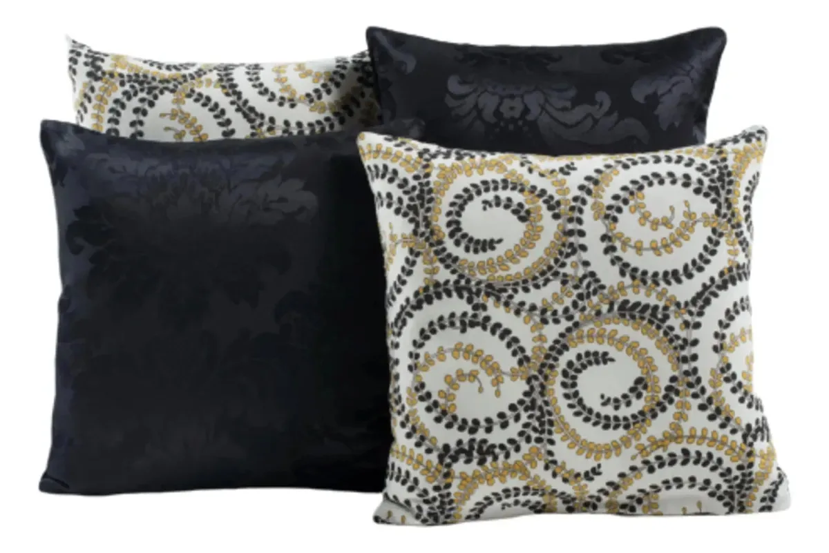 Kit 4 Almofadas Decorativas Preta Jacquard 42x42 Enchimento