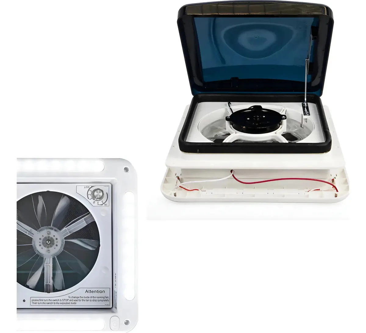 Claraboia Com Exaustor 3 Velocidades, Ventilação E Led 28x28