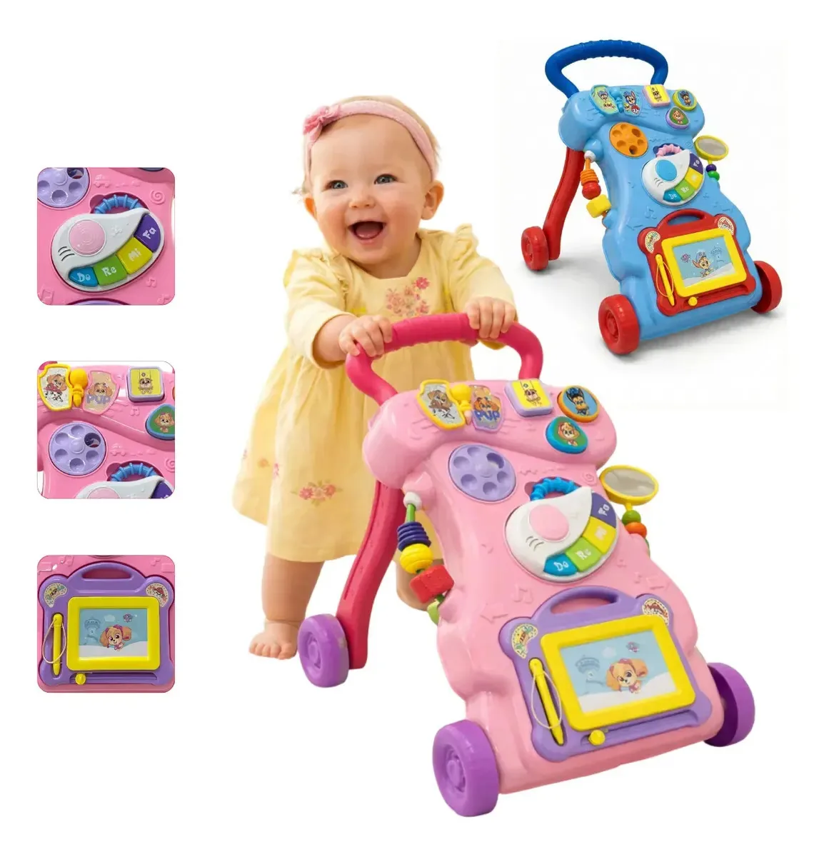 Andador Empurrar Musical Infantil Brinquedos Didáticos Bebê Cor Rosa